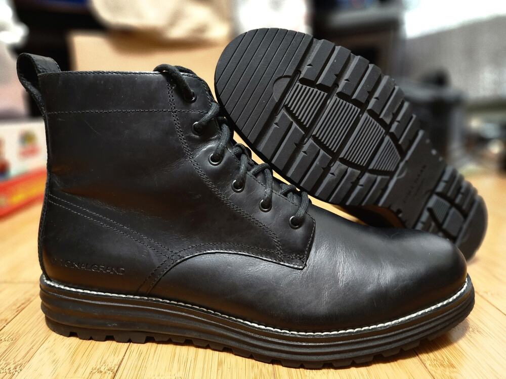 Cole Haan Grand Shoes Mens Sz 11.5 Preppy Walk Black Leather Chukka Boots C30350